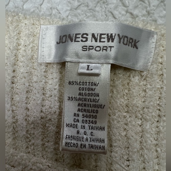 Y2K Jones New York Sport Sweater Adult White Color Block Cotton Womens Size L - Picture 10 of 11